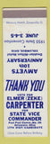 Matchbook Cover - Elmer Zeke Carpenter State Vice Commander AMVETS Columbus OH