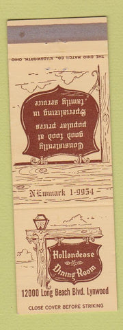 Matchbook Cover - Hollandease Dining Room Lynwood CA