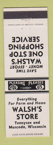 Matchbook Cover - Walsh's Store Tennyson Muscoda WI