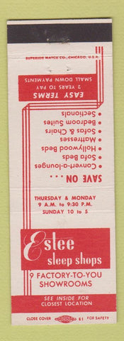 Matchbook Cover - Estee Sleep Shops Chicago La Grange IL Milwaukee WI