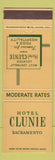 Matchbook Cover - Hotel Clunie Sacramento CA