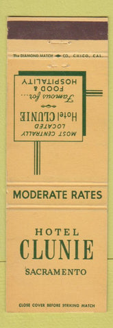 Matchbook Cover - Hotel Clunie Sacramento CA