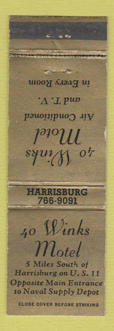 Matchbook Cover - 40 Winks Motel Harrisburg PA WEAR