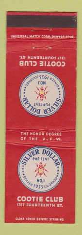 Matchbook Cover - Silver Dollar Pup Tent Cootie Club Denver Colorado VFW WEAR