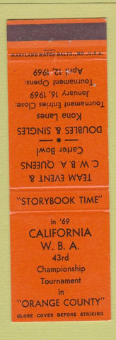 Matchbook Cover - California WBA Bowling Tournament 1969 Long Beach CA