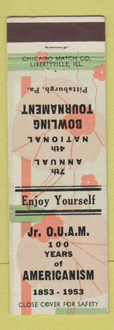Matchbook Cover - Bowling Tournament Pittsburgh PA OUAM 1953