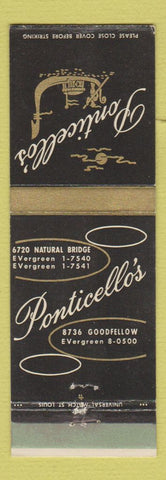 Matchbook Cover - Ponticello's Restaurant St Louis MO
