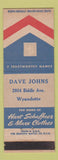 Matchbook Cover - Hart Schaffner Marx Men's Clothes Dave Johns Wyandotte MI
