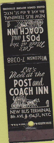 Matchbook Cover - Post Coach Inn New York City