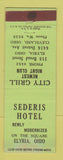Matchbook Cover - Sederis Hotel Elyria OH