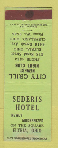 Matchbook Cover - Sederis Hotel Elyria OH
