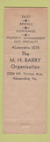 Matchbook Cover - MH Barry Real Estate Alexandria VA