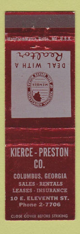 Matchbook Cover - Kierce Preston Insurance Real Estate Columbus GA