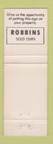 Matchbook Cover - Robbins Real Estate