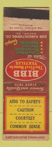 Matchbook Cover - Bibb Textiles Macon GA Safety WEAR