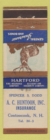 Matchbook Cover - Hartford Insurance AC Huntoon Contoocook NH