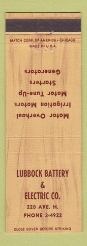 Matchbook Cover - Lubbock Battery and Electric TX?