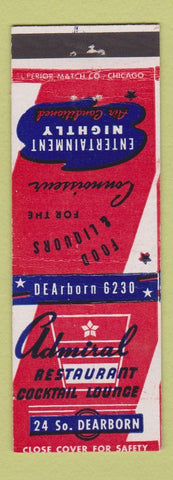 Matchbook Cover - Admiral Restaurant aCocktail Lounge Chicago IL