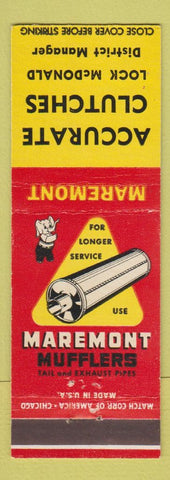 Matchbook Cover - Maremont Mufflers Accurate Clutches Lock McDonald