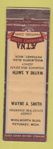 Matchbook Cover - Wayne Smith Insurance AETNA Petoskey MI WEAR