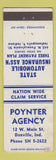 Matchbook Cover - Poynter Insurance Agency Danville IN