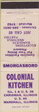 Matchbook Cover - Colonial Kitchen Marshall Chrisman IL