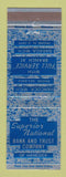Matchbook Cover - Superior National Bank and Trust Hancock Baraga MI