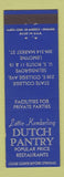Matchbook Cover - Lottie Kemberling Dutch Pantry Selinsgrove State College PA