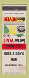 Matchbook Cover - Russ & Don's Bar Shiocton WI WEAR