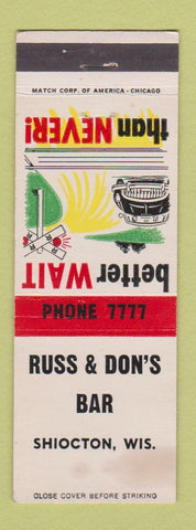 Matchbook Cover - Russ & Don's Bar Shiocton WI WEAR
