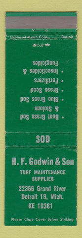 Matchbook Cover - HF Godwin Son Turf Maintenance Detroit MI grass lawn