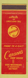 Matchbook Cover - Carson's Chop House Detroit MI