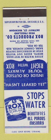 Matchbook Cover - Rox Products Leak Prevention Detroit MI