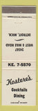 Matchbook Cover - Kostere's Restaurant Detroit MI