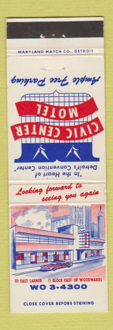 Matchbook Cover - Civic Center Motel Detroit MI