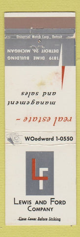 Matchbook Cover - Lewis and Ford Real Estate Detroit MI WEAR
