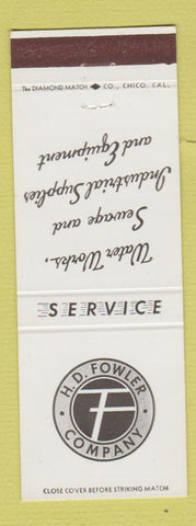 Matchbook Cover - HD Fowler Company Seattle WA water sewer supply