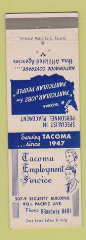 Matchbook Cover - Tacoma Employment Service WA