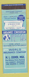 Matchbook Cover - World Insurance ML Cremer Des Moines IA WEAR