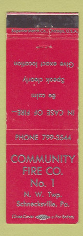Matchbook Cover - Community Fire Company Schnecksville PA
