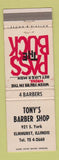 Matchbook Cover - Tony's Barber Shop Elmhurst IL