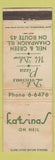 Matchbook Cover - Katrinas Pizza Champaign IL WEAR
