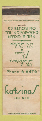 Matchbook Cover - Katrinas Pizza Champaign IL WEAR