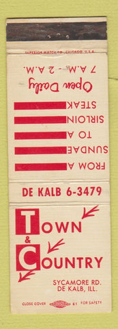 Matchbook Cover - Town and Country Restaurant De Kalb IL WEAR