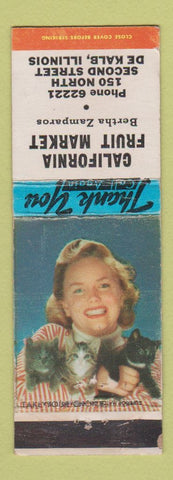 Matchbook Cover - California Fruit Market DeKalb IL