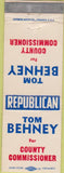 Matchbook Cover - Tom Behney County Commissioner Lebanon PA