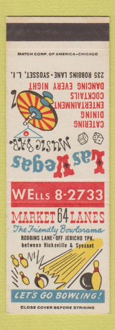 Matchbook Cover - Market 64 Bowling Lanes Syosset LI NY SAMPLE