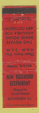 Matchbook Cover - New Tuckwood Restaurant Rockford IL WORN