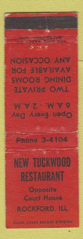 Matchbook Cover - New Tuckwood Restaurant Rockford IL WORN