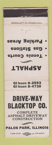 Matchbook Cover - Drive Way Blacktop Asphalt Palos Park IL